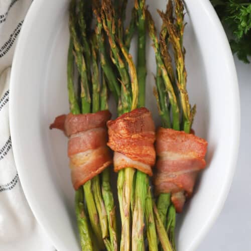 bacon wrapped roasted asparagus in the oven