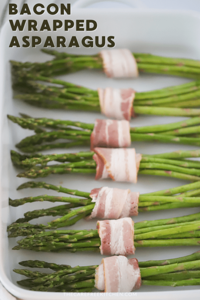 Pinterest pin for Bacon Wrapped Asparagus.