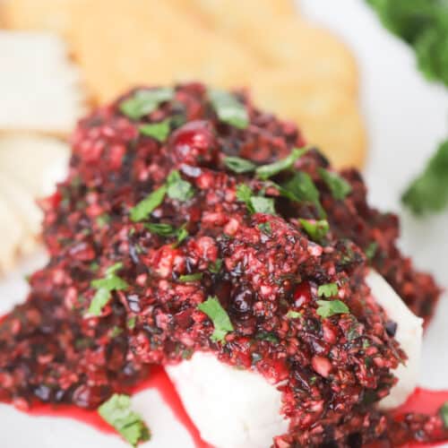 Cranberry Salsa over Cream Cheese - The Carefree Kitchen