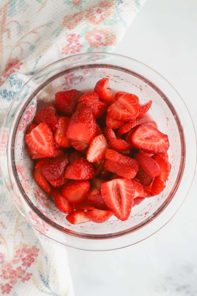 macerated strawberries for waffles or pancakes. 