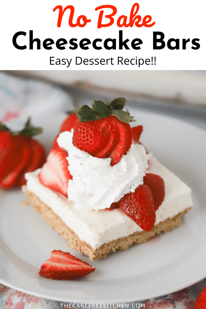 Pinterest pin for No-Bake Cheesecake Bars.