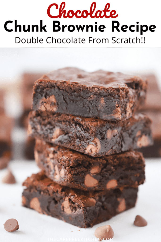 pinterest pin for double chunck chocolate brownies