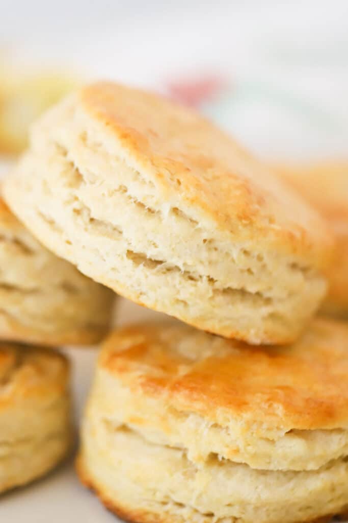 Homemade biscuits on top of each other.