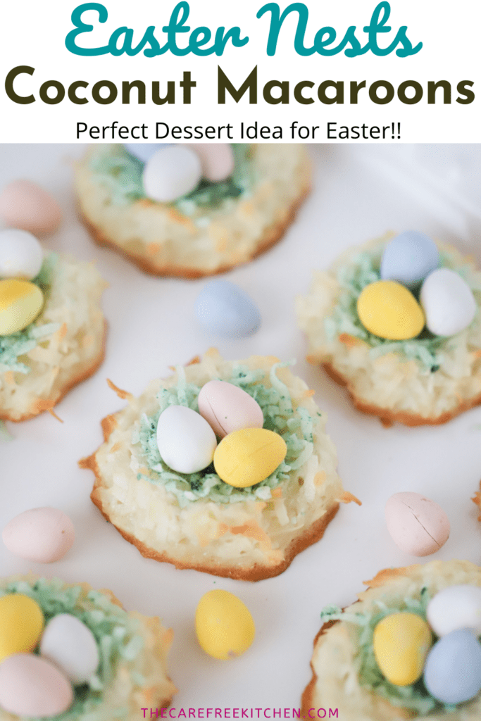 Pinterest pin for Coconut Macaroon Easter Nests.