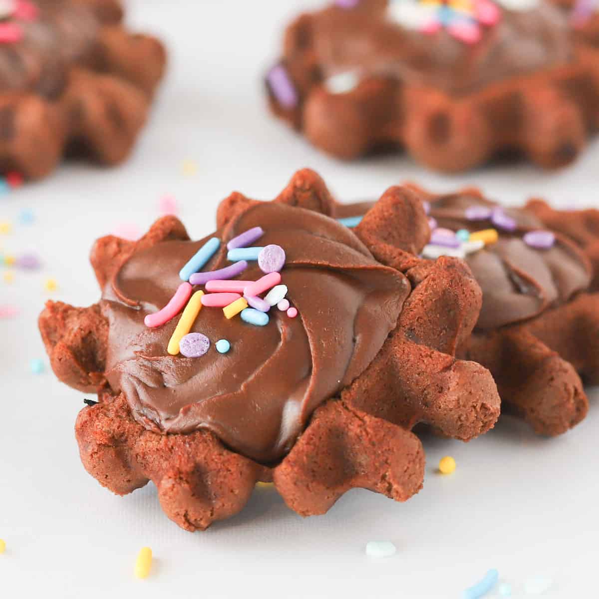 chocolate brownie waffle recipe with chocolate frosting