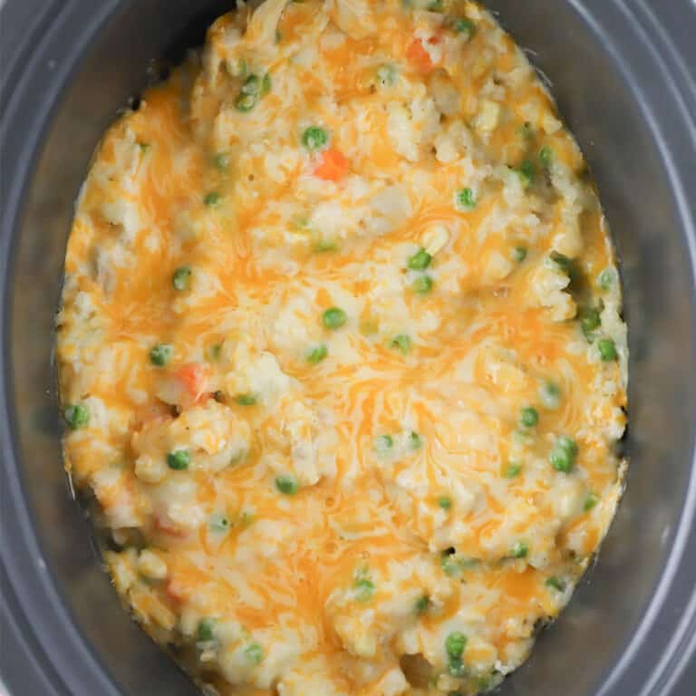 Crockpot Cheesy Chicken and Rice - The Carefree Kitchen