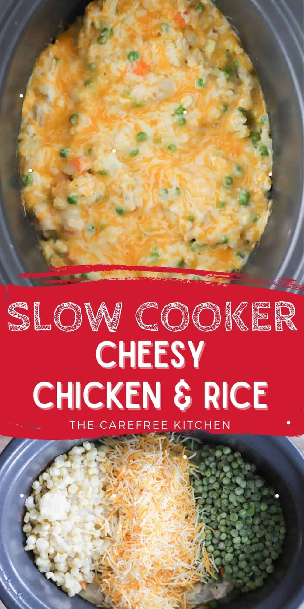 Crockpot Cheesy Chicken and Rice - The Carefree Kitchen