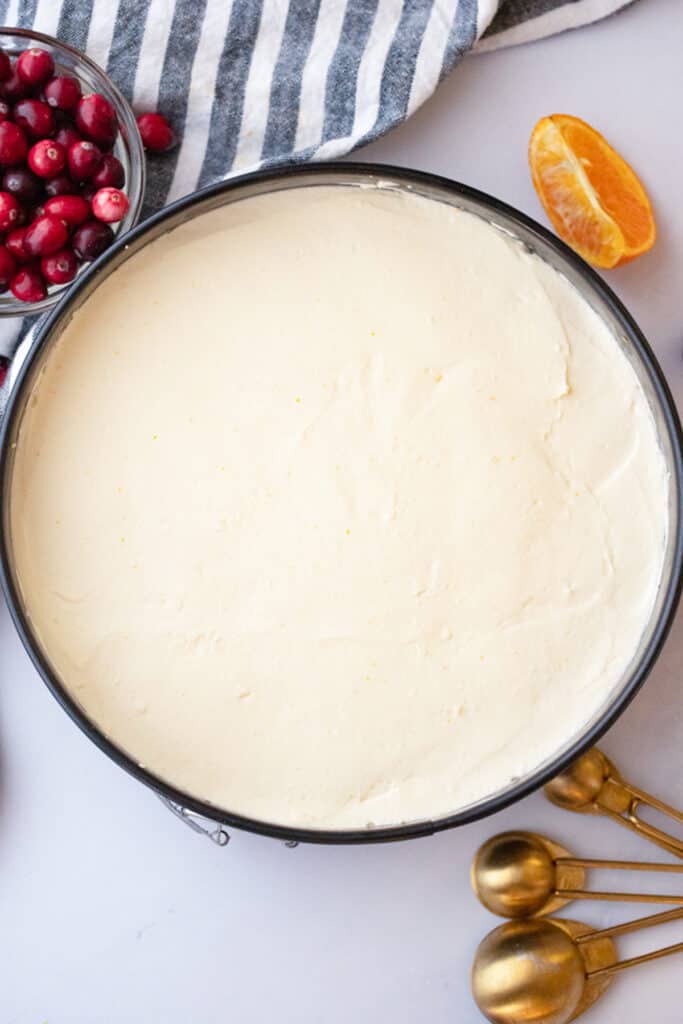 no bake orange cheesecake in a springform pan