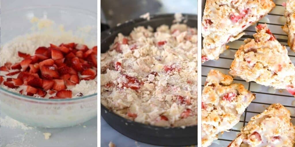 how to make homemade cream scone recipe, strawberry scones from scratch.