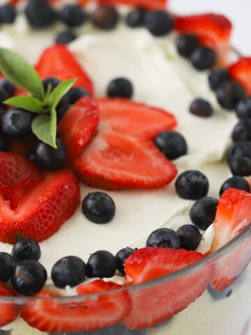 best berry trifle recipe made with pound cake, easy 4th of july recipe.