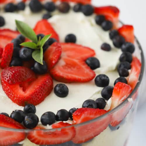 best berry trifle recipe made with pound cake, easy 4th of july recipe.