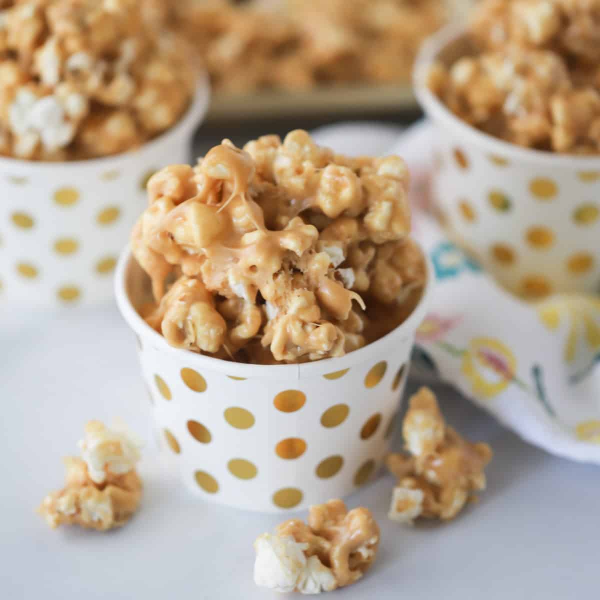 peanut butter popcorn recipe, peanut butter on popcorn.