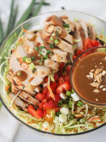 chicken chop salad, thai crunch salad, thai chopped chicken salad recipe.