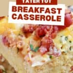 Easy, cheesy tater tot breakfast casserole recipe, easy breakfast idea