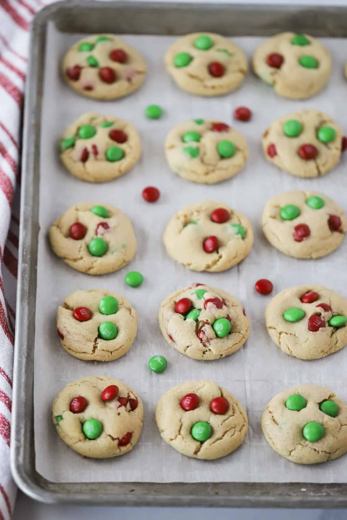 Christmas M and M Cookies - The Carefree Kitchen