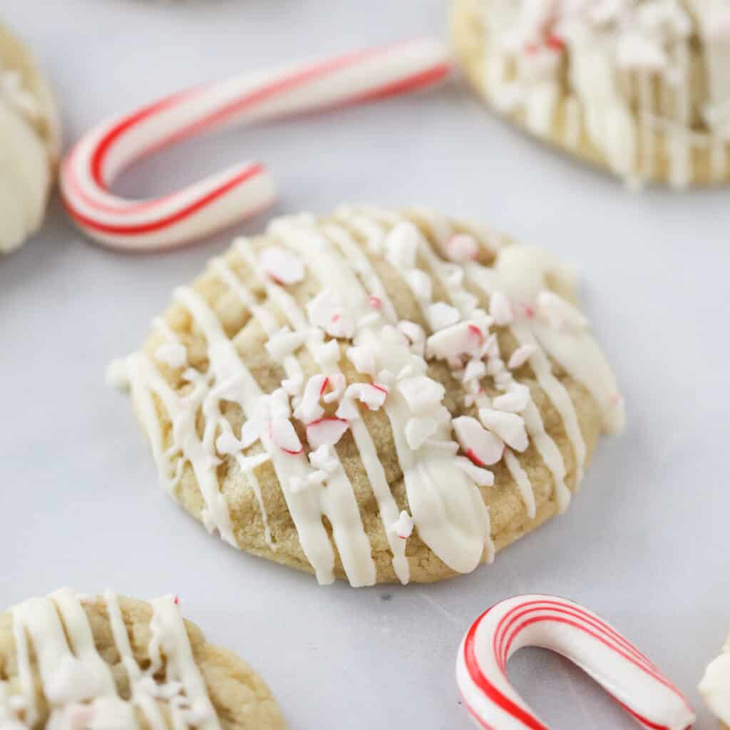 Peppermint meltaway cookies, a great candy cane cookie to use for cookie boards.