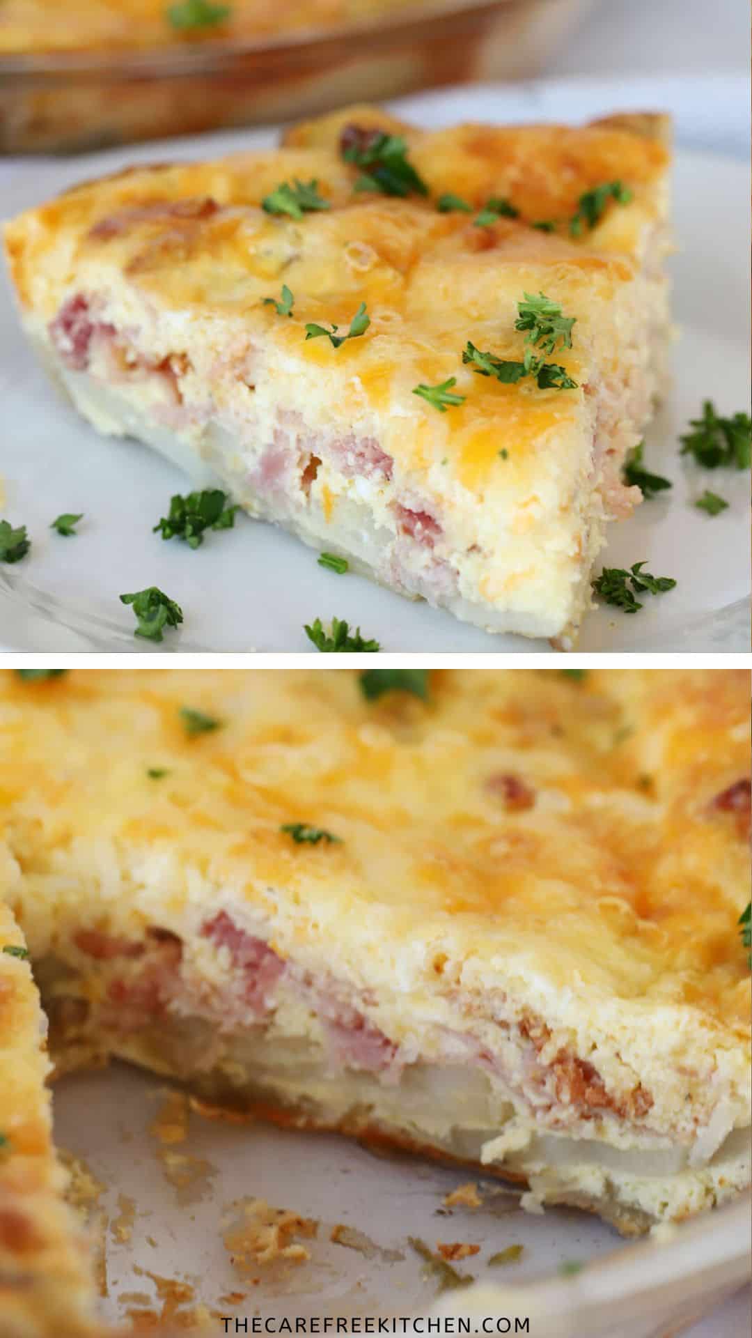 Potato Crust Quiche | Ham and Bacon Quiche - The Carefree Kitchen