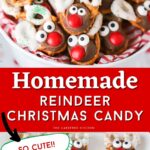 rolo pretzel reindeer candy, easy christmas candy recipe