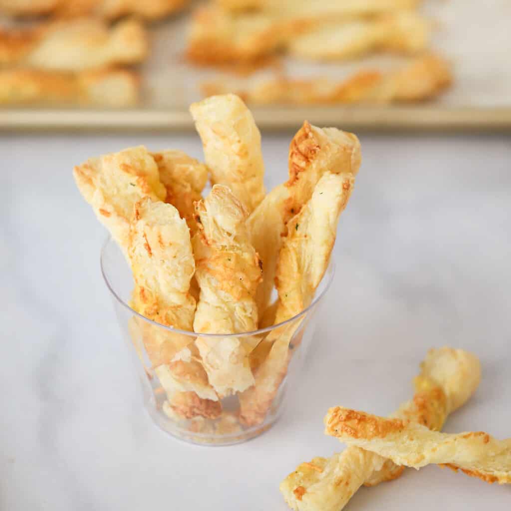 Puff pastry twists on a tabletop