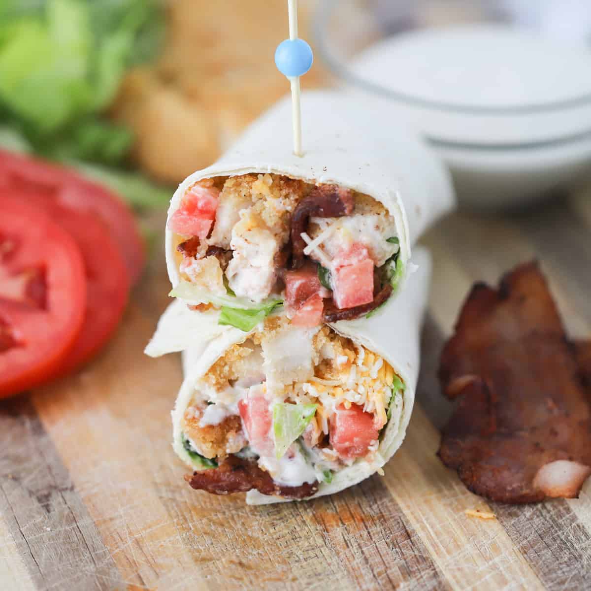 Crispy Chicken Bacon Wrap Recipe - The Carefree Kitchen