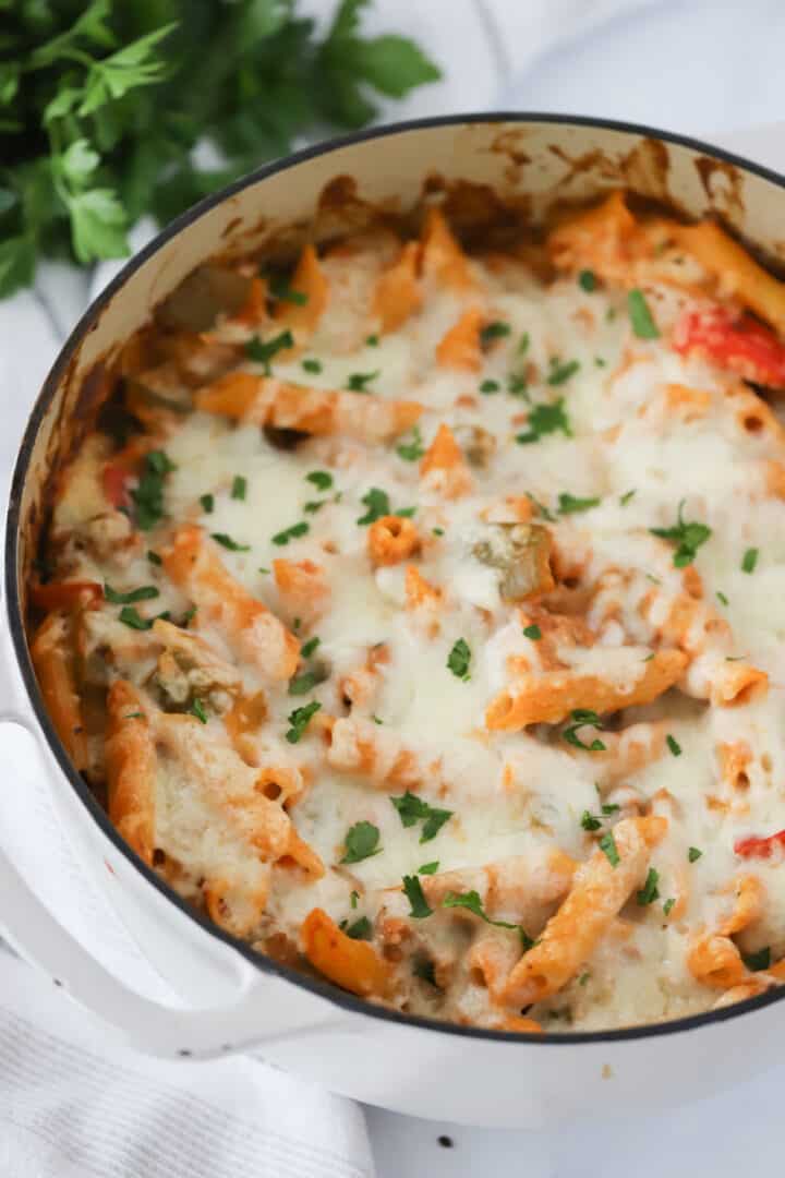 Sausage and Pepper Pasta Bake - The Carefree Kitchen