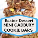 mini egg cookie bars, cadbury mini chocolate bars