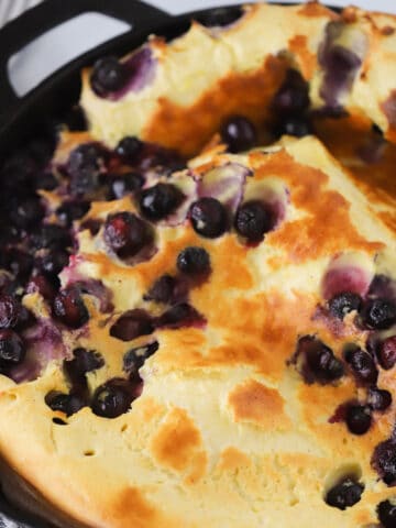 lemon blueberry dutch baby pancake, breakfast recipe.
