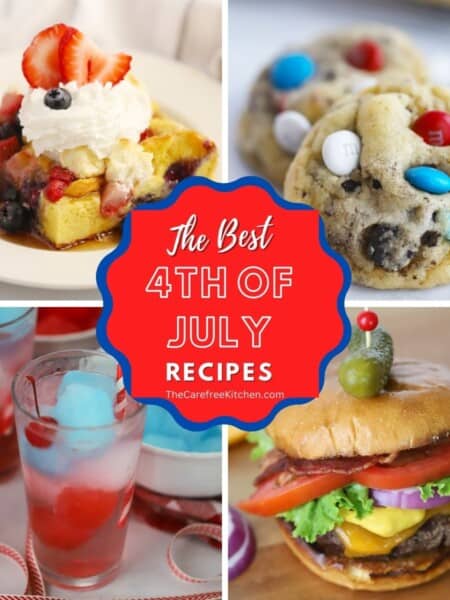 best 4th of July recipes, menu ideas. red white and blue recipes, bbq recipes, bbq side dishes to take to a potluck.