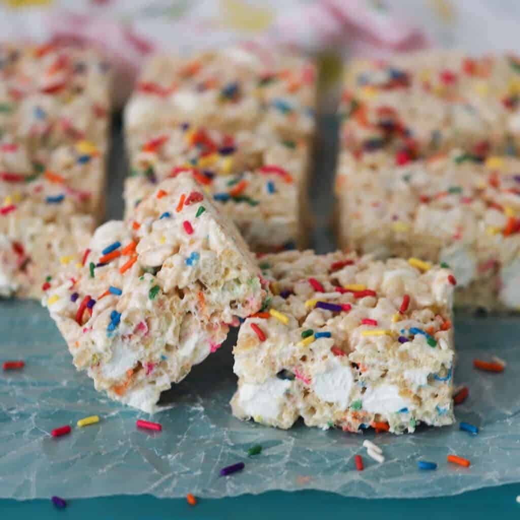 Funfetti Rice Krispie Treats With Sprinkles - The Carefree Kitchen