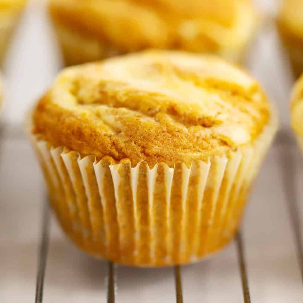 pumpkin muffins with cheesecake swirl