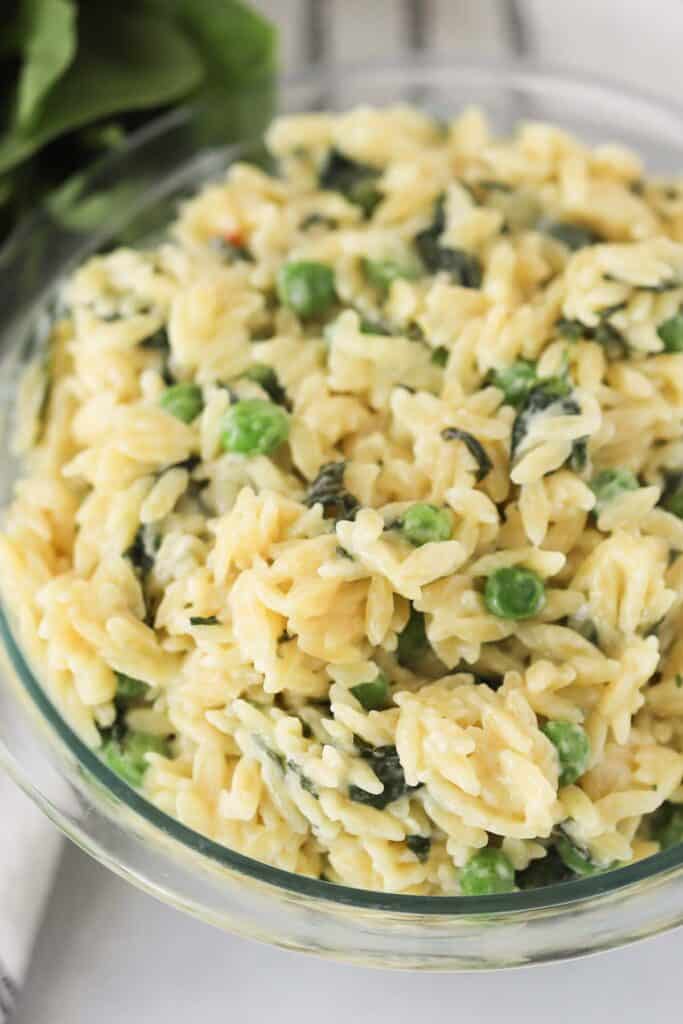 Creamy lemon orzo peas and parmesan, best orzo side recipes.