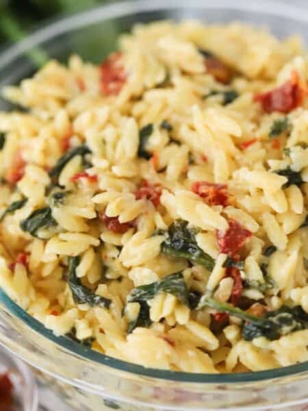 how to make tuscan orzo, sun dried tomato orzo recipe.