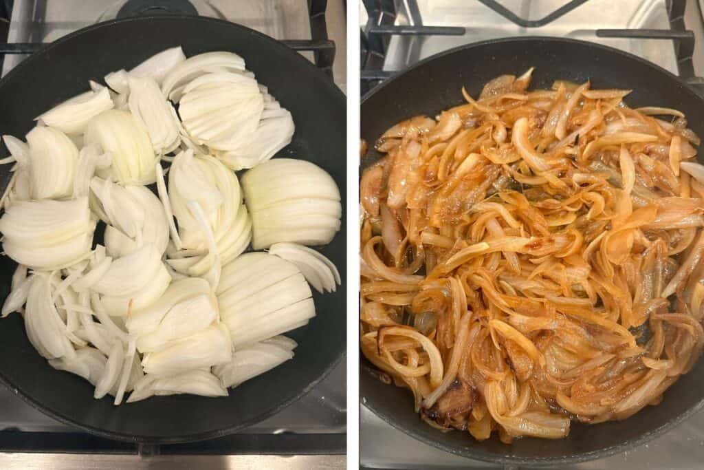 how to caramelize onions to make rich marinara sauce from garden fresh tomatoes.