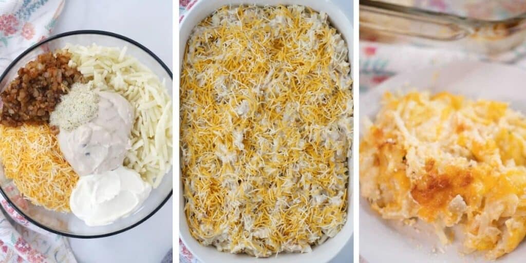 how to make the best potato casserole, cheesy potatoes recipe, best holiday potato side dish recipe. 