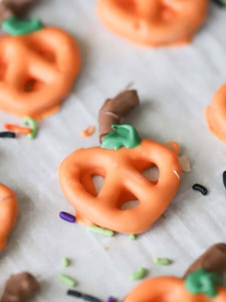 Chocolate covered pumpkin pretzels