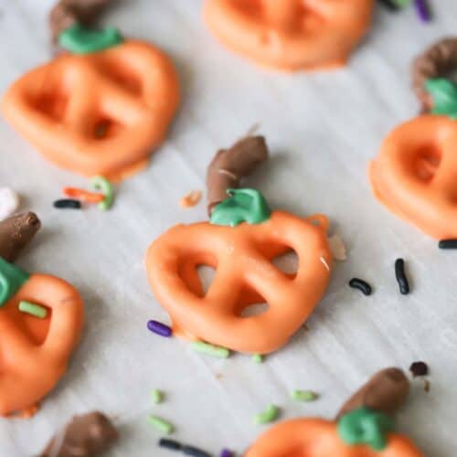 Chocolate covered pumpkin pretzels