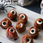 cyclops meatballs, spooky halloween appetizer recipe.