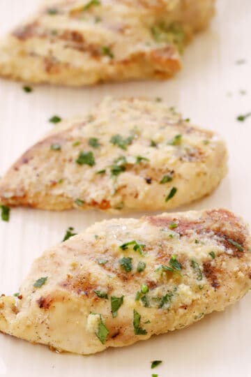Grilled Garlic Parmesan Chicken Breasts - The Carefree Kitchen