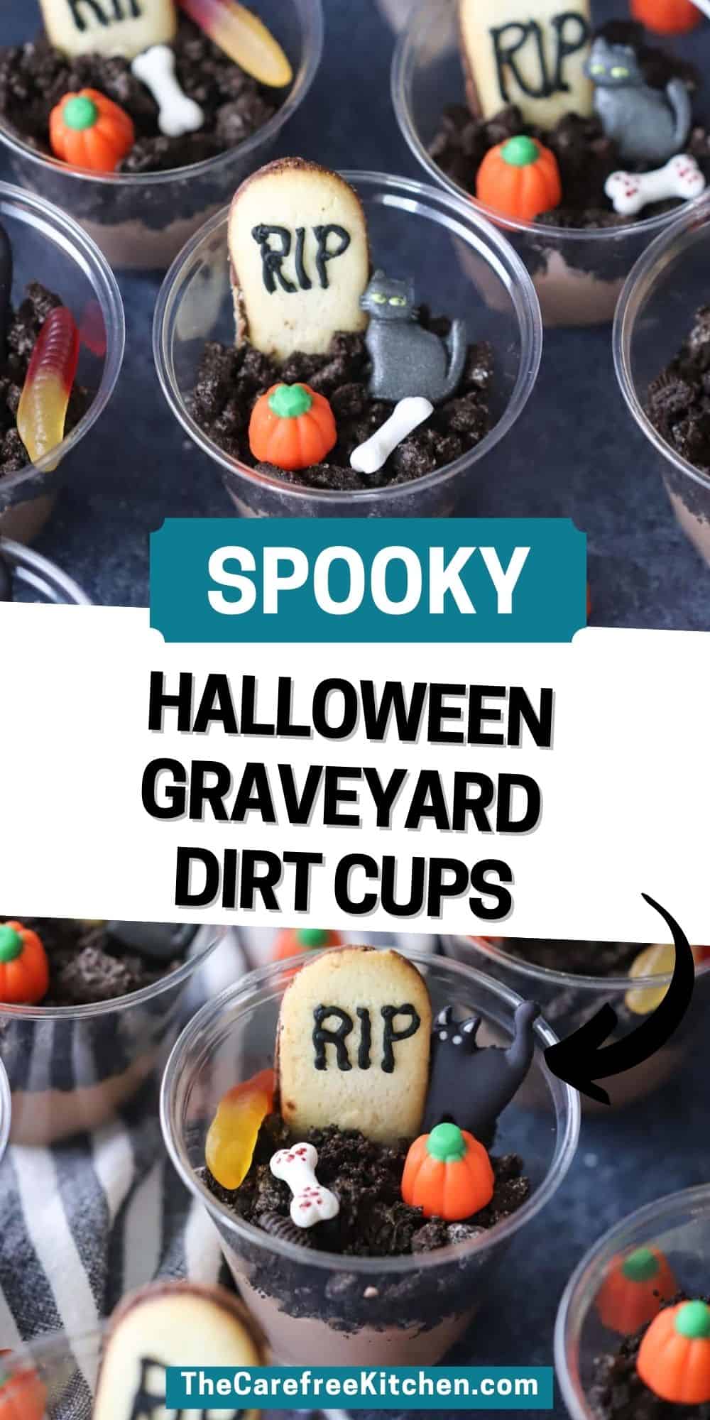 Halloween Graveyard Dirt Cups - The Carefree Kitchen