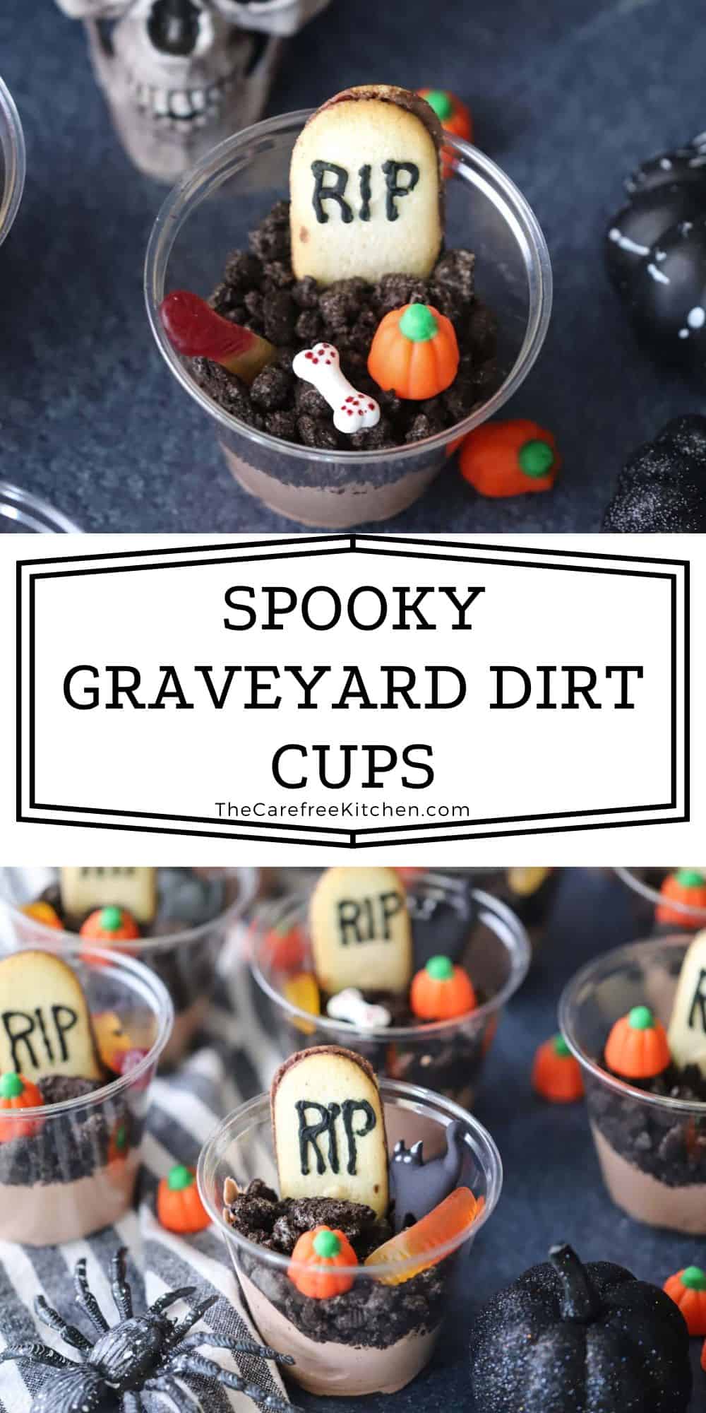 Halloween Graveyard Dirt Cups - The Carefree Kitchen