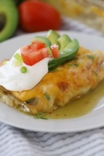 Green Chile Chicken Enchiladas Recipe- The Carefree Kitchen
