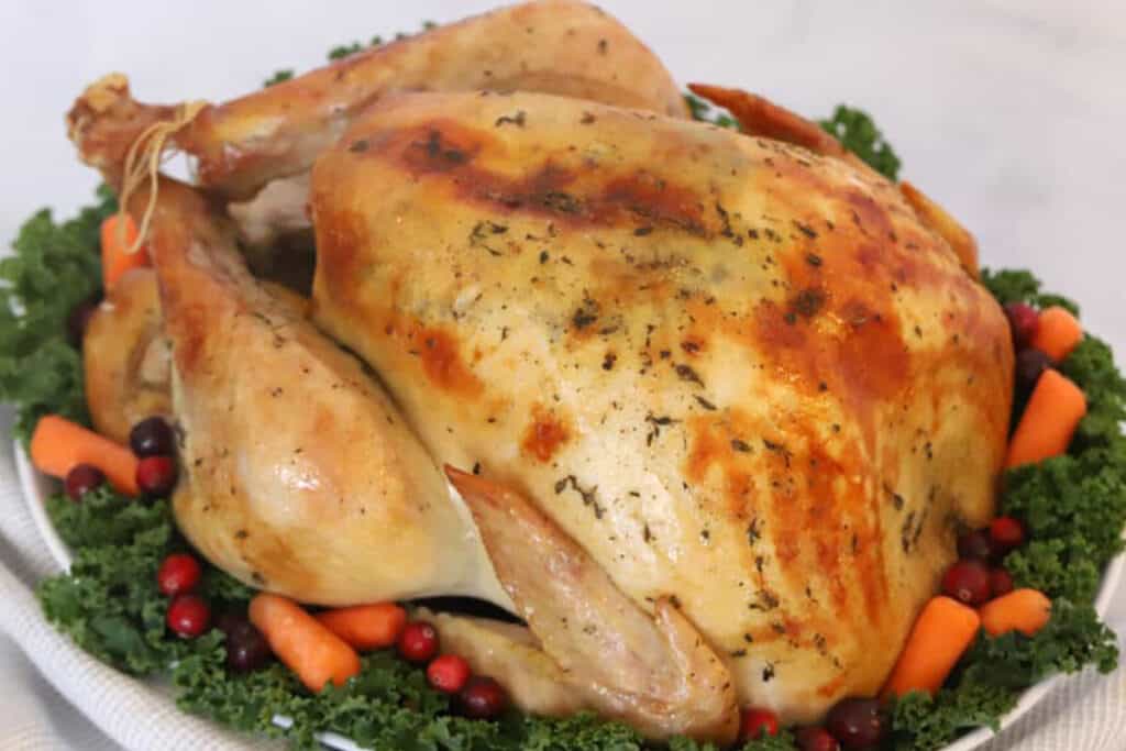 roasted turkey recipe with herb butter, thanksgiving turkey recipe, herb roasted turkey, best herbs for turkey.