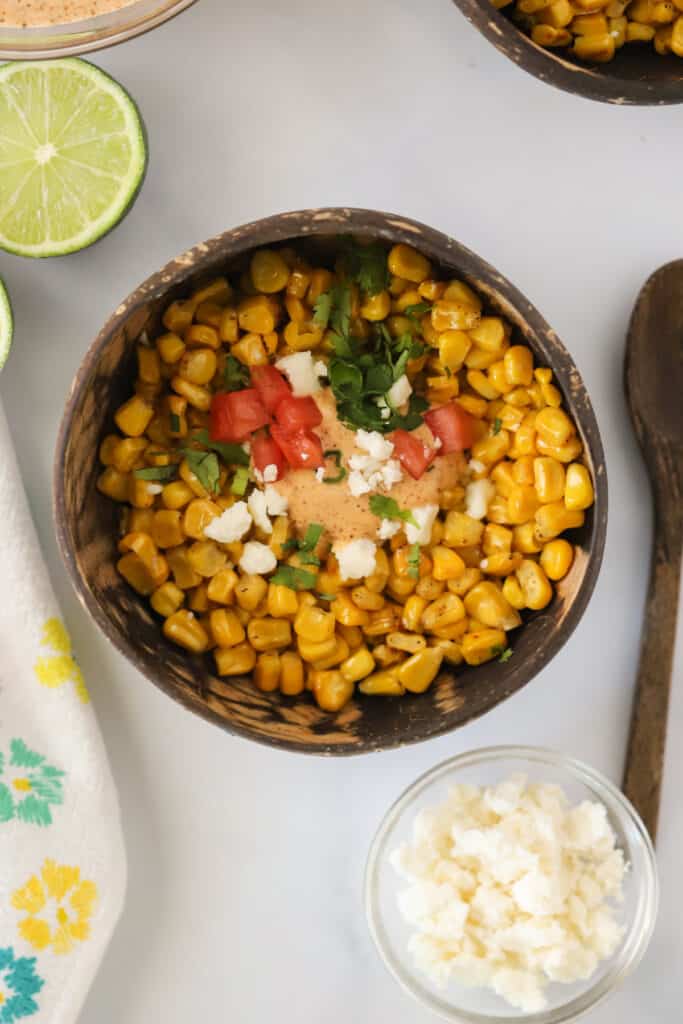 how to make mexican street corn recipe, easy side dish, tex mex vegetable recipe. 