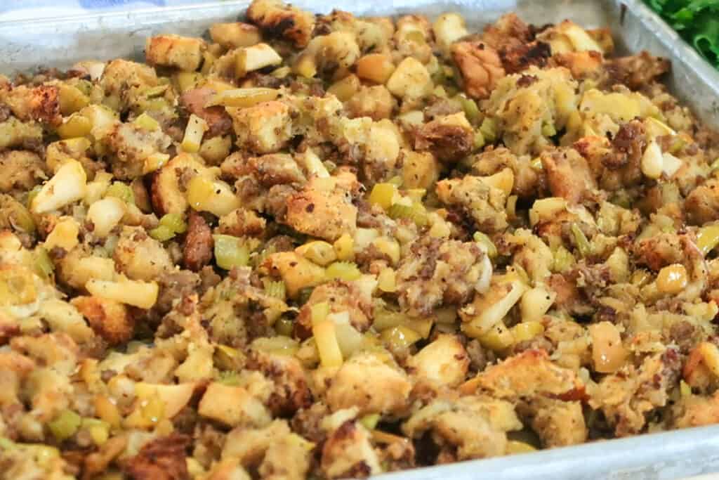 best sausage stuffing recipe with apples,  in a sheet pan