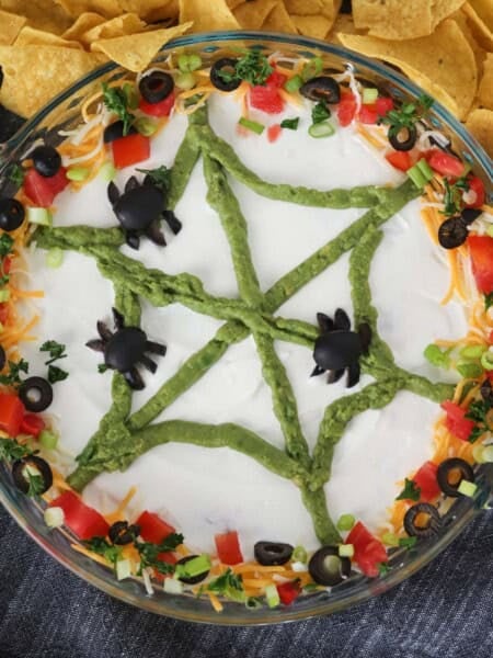 Spider web bean dip for halloween