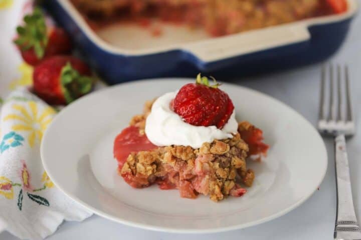 Strawberry Rhubarb Crisp Recipe - The Carefree Kitchen