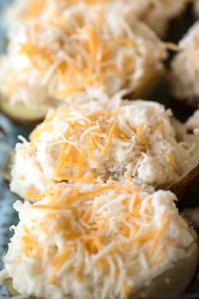 uncooked twice baked potatoes recipe. cheese baked potatoes. cheesy twice baked potatoes.  Baked potato cheese. Best cheese for baked potato.