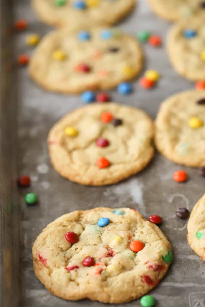 This homemade cookie recipe is an m&m cookie recipe easy enough for kids to help make.