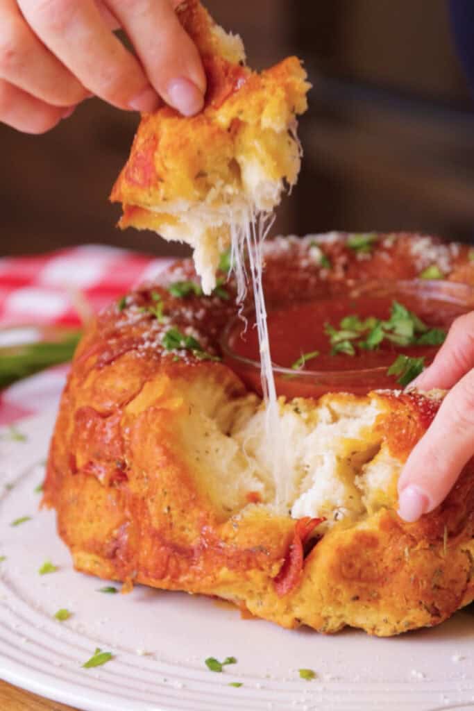cheese pull in pizza monkey bread recipe