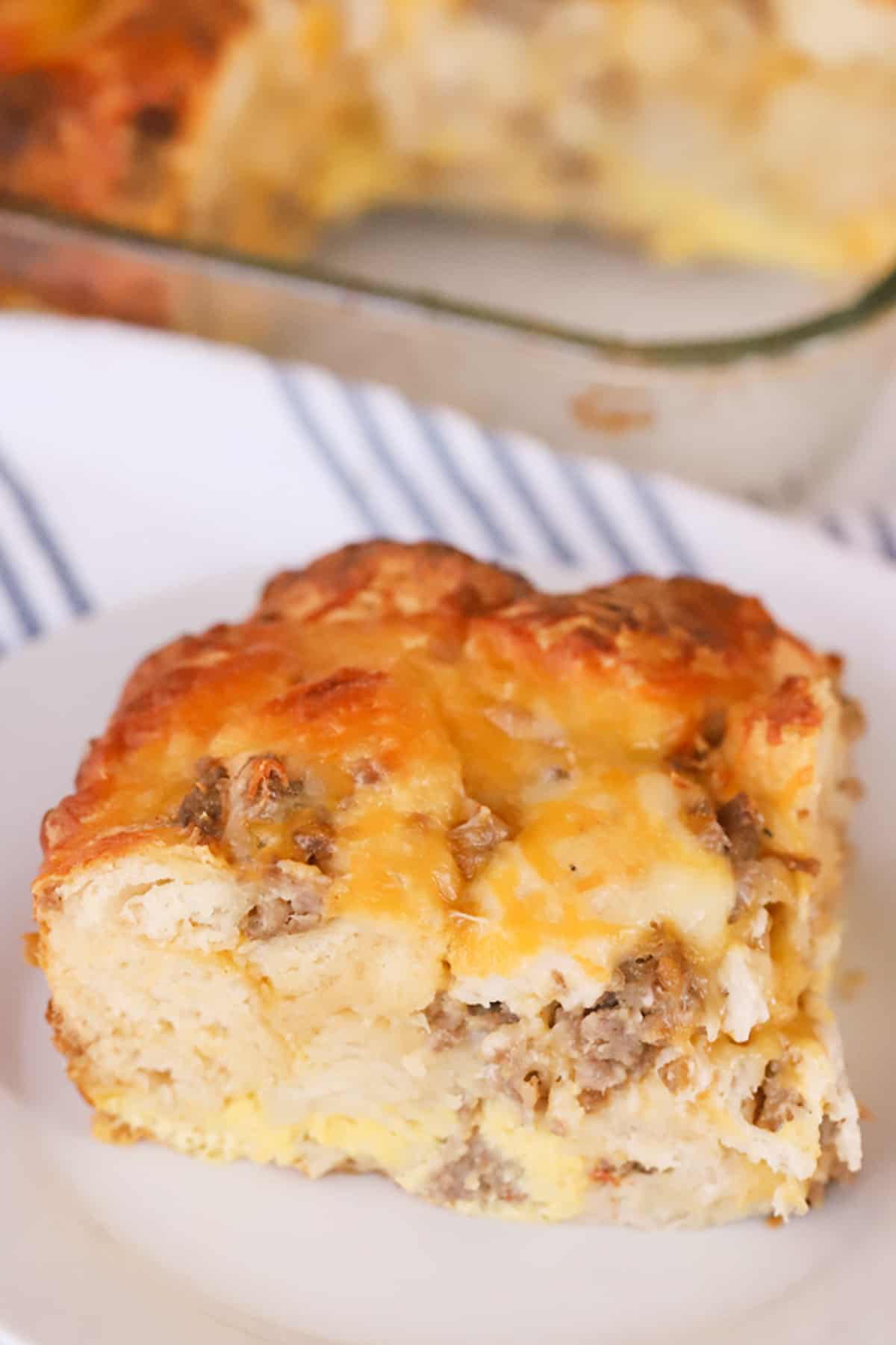 Sausage Egg Biscuit Casserole - The Carefree Kitchen